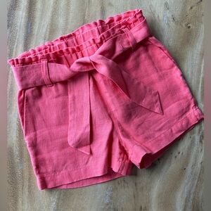 Petit Bateau 3T NWOT Coral Paperbag Waist Tie-Front Shorts